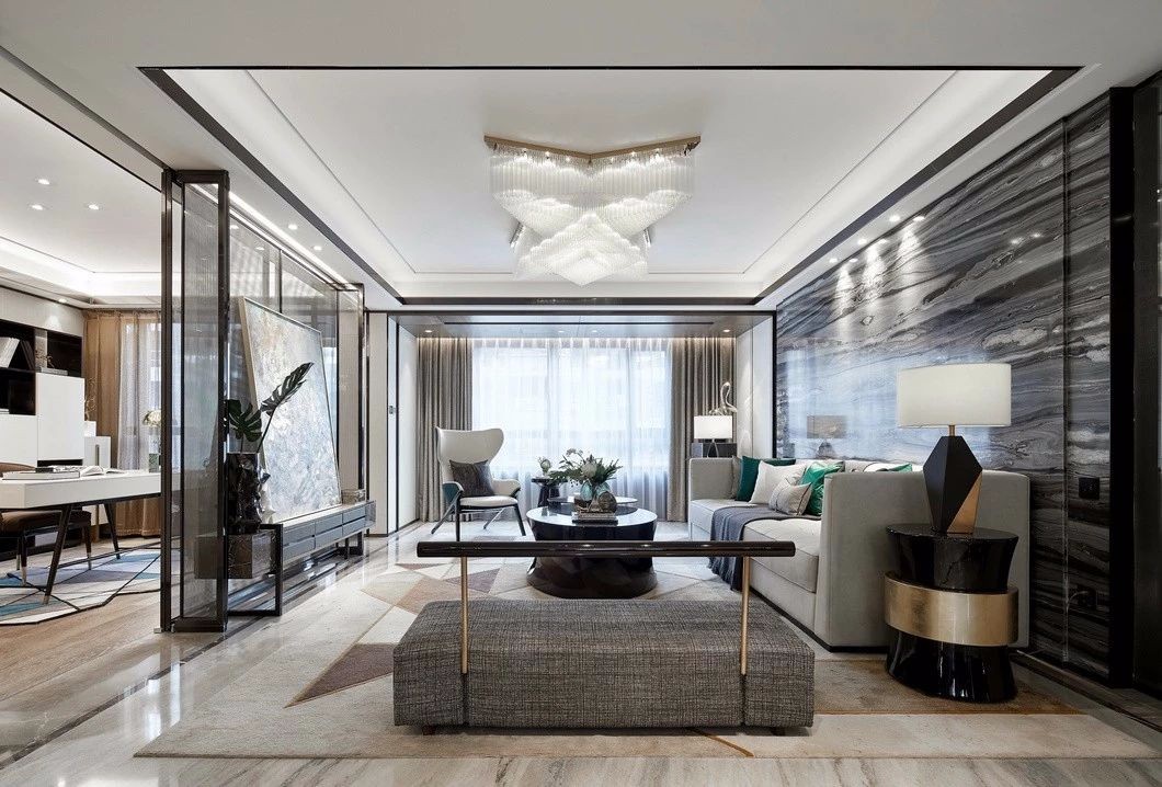 裝修案例現代輕奢風格室內裝修效果圖-客廳 裝修案例現代輕奢風格室內裝修效果圖-客廳