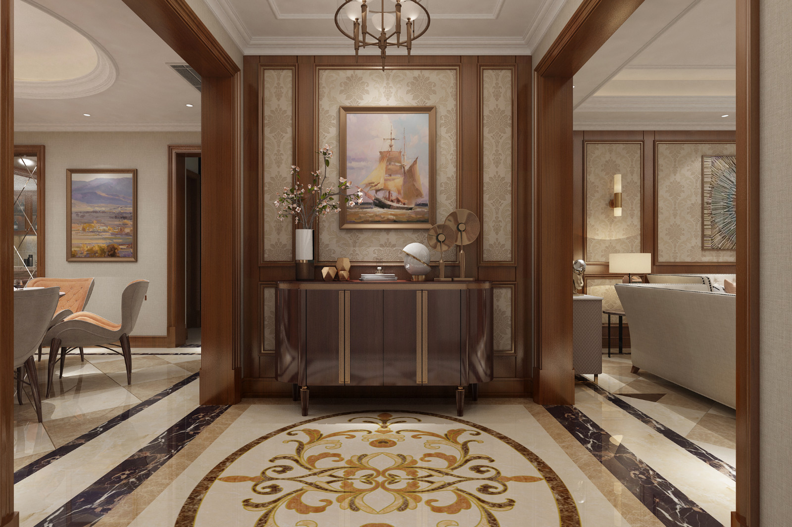 歐式古典風格家裝設計室內裝修效果圖-玄關 歐式古典風格家裝設計室內裝修效果圖-玄關