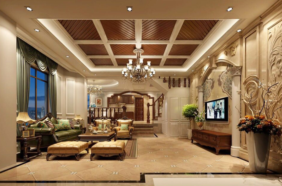 裝修公司美式風格別墅裝修效果圖-客廳 裝修公司美式風格別墅裝修效果圖-客廳