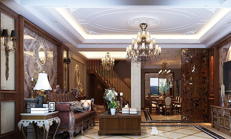 樂山市漢誠·605公館歐式風格復式裝修案例