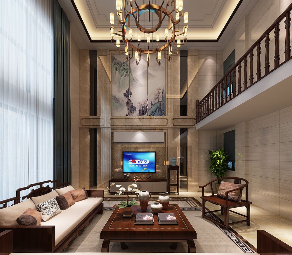 湛江市南亞酈都新中式風(fēng)格別墅裝修案例