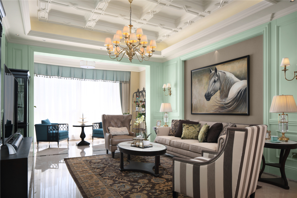 美式風格室內家裝案例效果圖-客廳 美式風格室內家裝案例效果圖-客廳