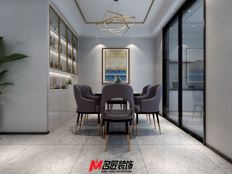 臺州市濱江·鉑金海岸輕奢風格三居室裝修案例