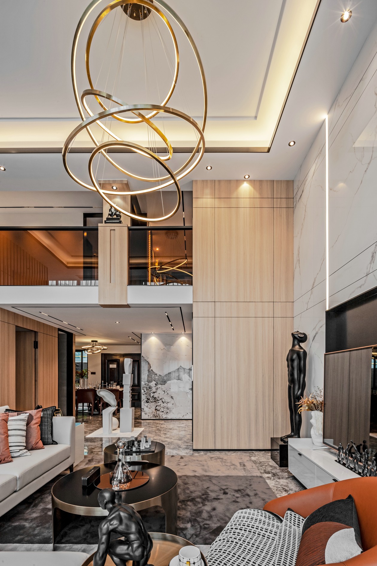 現代輕奢風格復式室內設計家裝案例-客廳裝飾燈 現代輕奢風格復式室內設計家裝案例-客廳裝飾燈