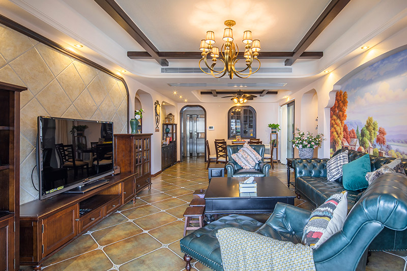 保利壹號公館美式室內(nèi)設(shè)計三居125平米風(fēng)格裝修案例-客廳全景 保利壹號公館美式室內(nèi)設(shè)計三居125平米風(fēng)格裝修案例-客廳全景