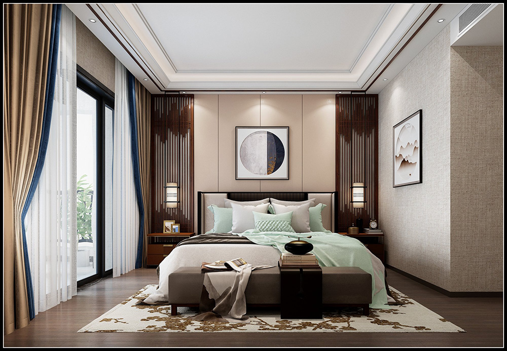 裝修公司新中式風格室內裝修效果圖-次臥 裝修公司新中式風格室內裝修效果圖-次臥