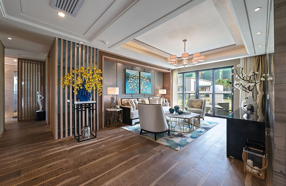 新中式風格室內裝修設計效果圖-恒大西江天悅平層195平米-室內裝修設計客廳 新中式風格室內裝修設計效果圖-恒大西江天悅平層195平米-室內裝修設計客廳