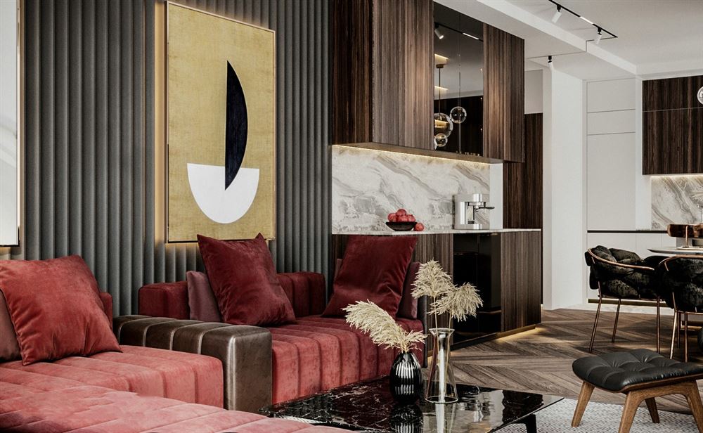 江門市江門奧園輕奢風格三居室裝修案例