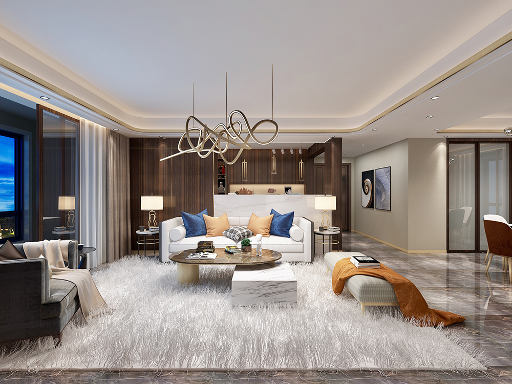 輕奢風格室內裝修效果圖-萬象江山二期四居195平米-客廳 輕奢風格室內裝修效果圖-萬象江山二期四居195平米-客廳