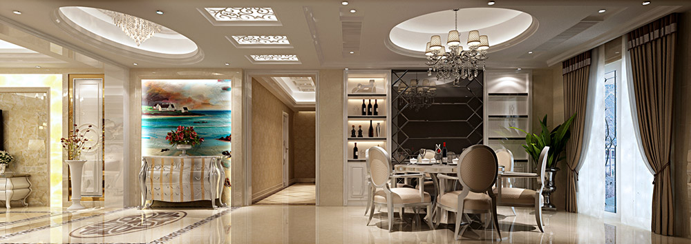 輕奢風格室內裝修效果圖-御景二期三居150平米-餐廳 輕奢風格室內裝修效果圖-御景二期三居150平米-餐廳