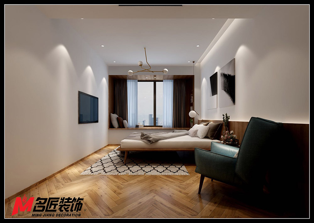 星光耀三居130平米黑白灰輕奢風格裝修案例-次臥 星光耀三居130平米黑白灰輕奢風格裝修案例-次臥