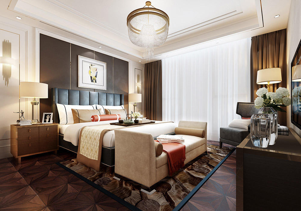 美式鄉村風格室內裝修效果圖-碧桂園翡翠灣四居140平米-臥室 美式鄉村風格室內裝修效果圖-碧桂園翡翠灣四居140平米-臥室