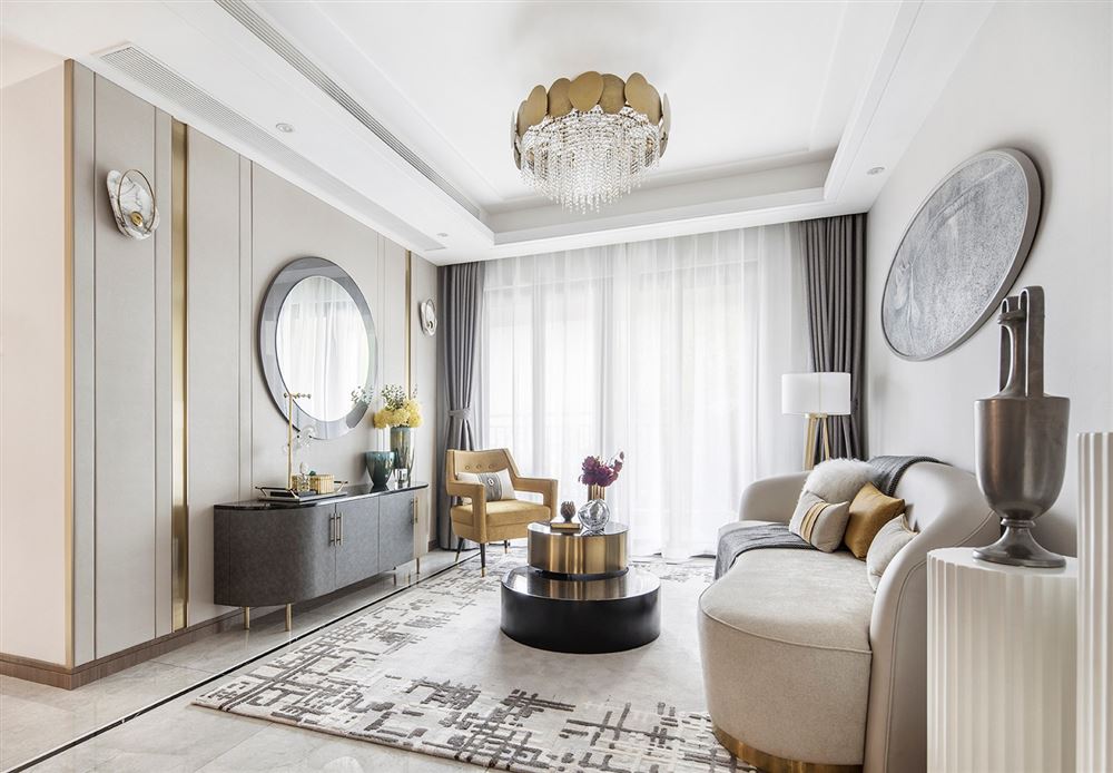 廣州市海珠半島花園三期輕奢風格三居室裝修案例