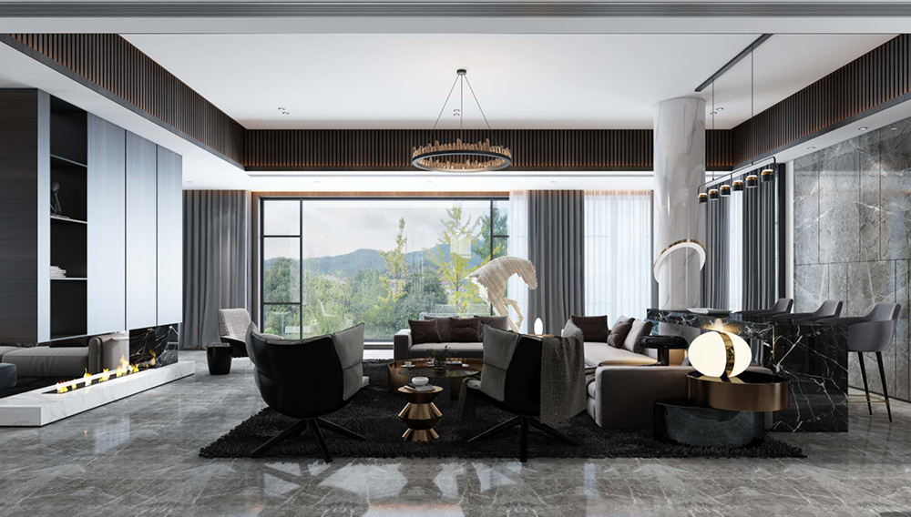 裝修公司現(xiàn)代輕奢風(fēng)格別墅裝修效果圖-客廳 裝修公司現(xiàn)代輕奢風(fēng)格別墅裝修效果圖-客廳