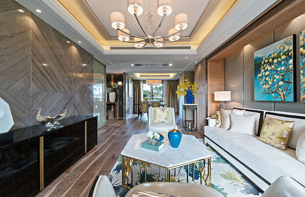 新中式風格室內裝修設計效果圖-恒大西江天悅平層195平米-室內裝修設計客廳 新中式風格室內裝修設計效果圖-恒大西江天悅平層195平米-室內裝修設計客廳