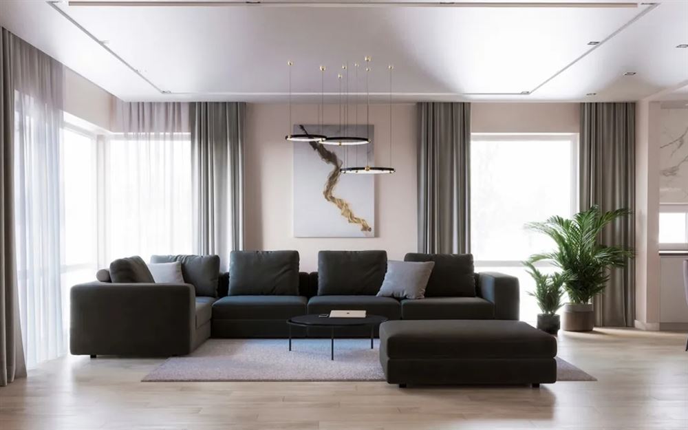 江門市方直瓏湖灣輕奢風格三居室裝修案例