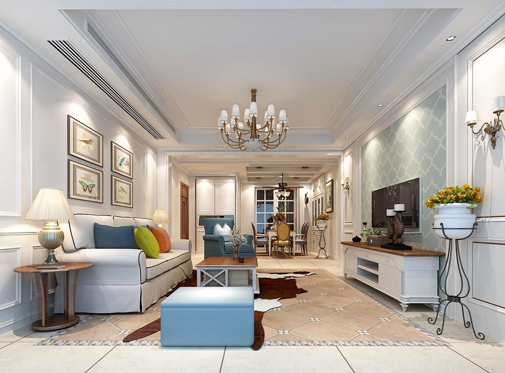 連云港市輝騰·新天地美式風格三居室裝修案例