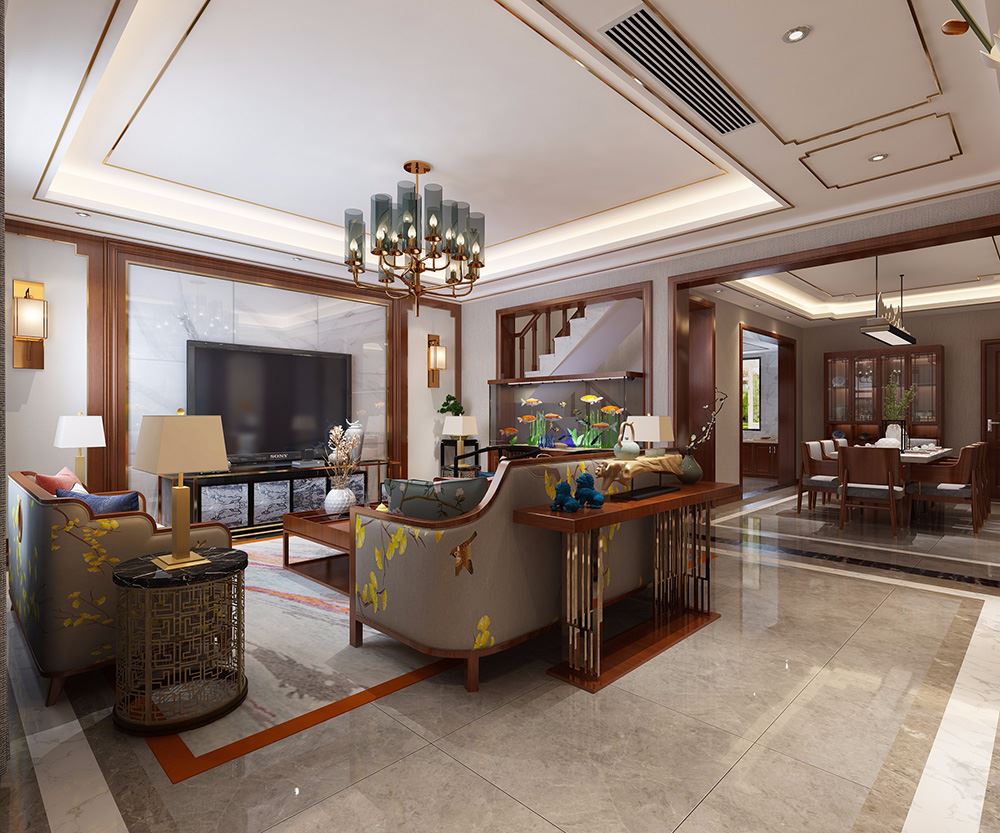 佛山市龍光·天瀛新中式風格別墅裝修案例