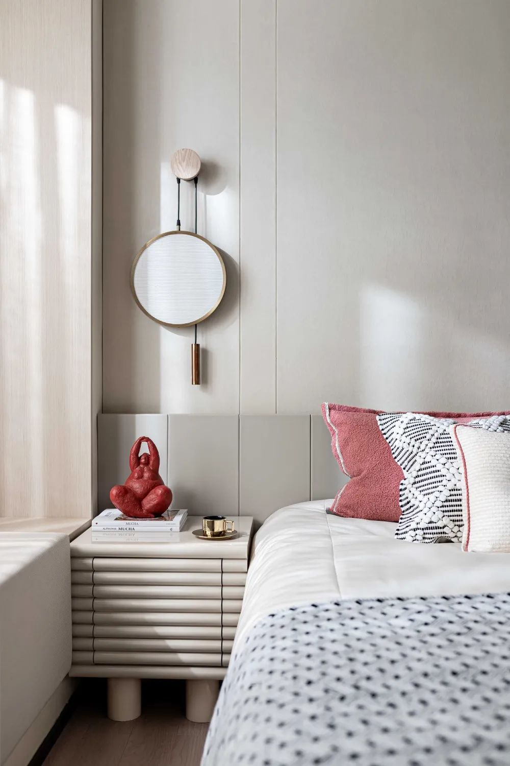 莫蘭迪輕奢風格室內設計家裝案例-床頭柜 莫蘭迪輕奢風格室內設計家裝案例-床頭柜