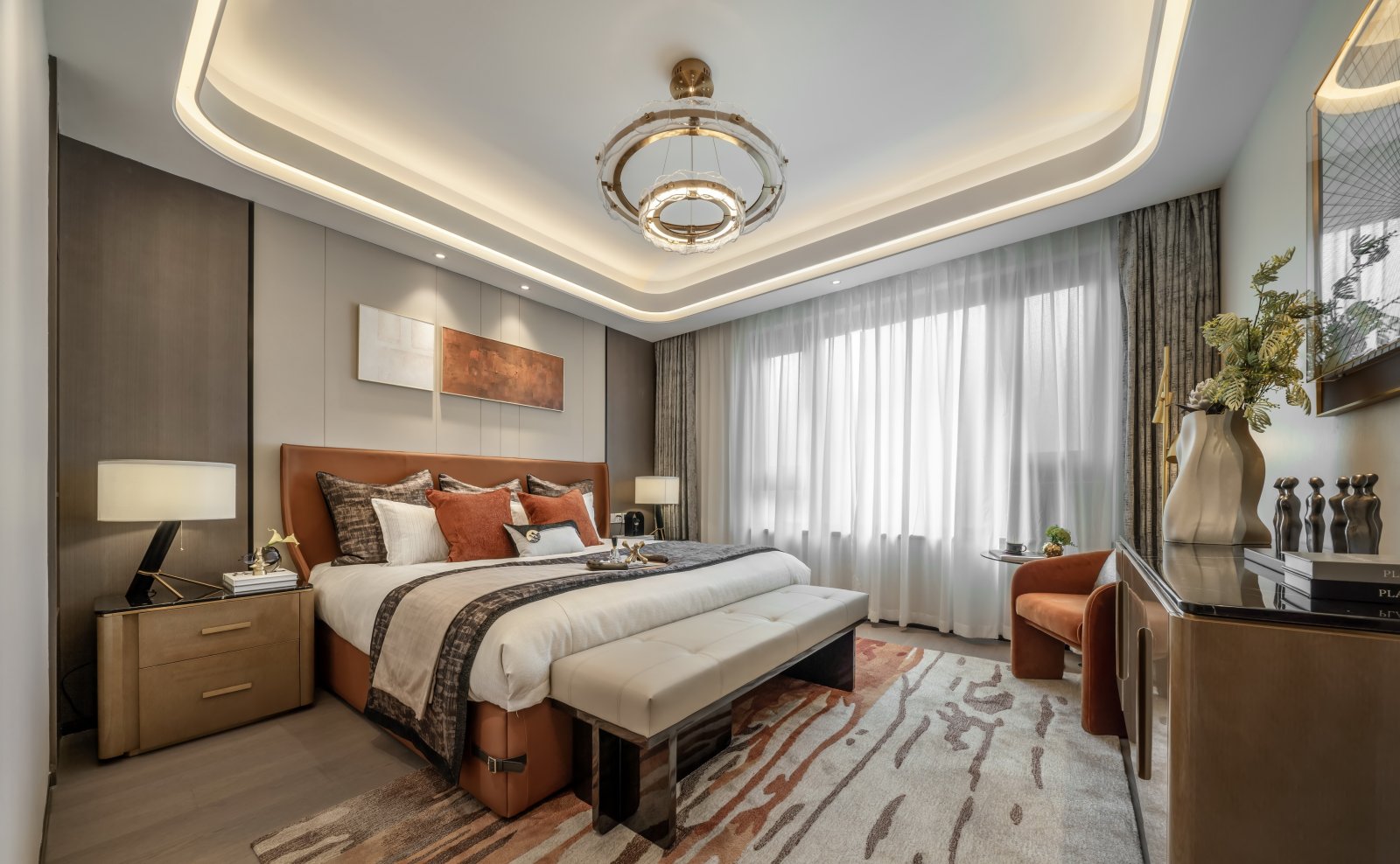 輕奢風格室內設計家裝案例-主臥 輕奢風格室內設計家裝案例-主臥