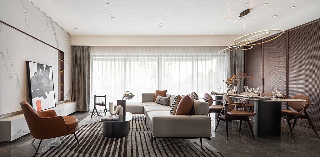 現代輕奢風格家裝設計室內裝修效果圖-客餐廳 現代輕奢風格家裝設計室內裝修效果圖-客餐廳