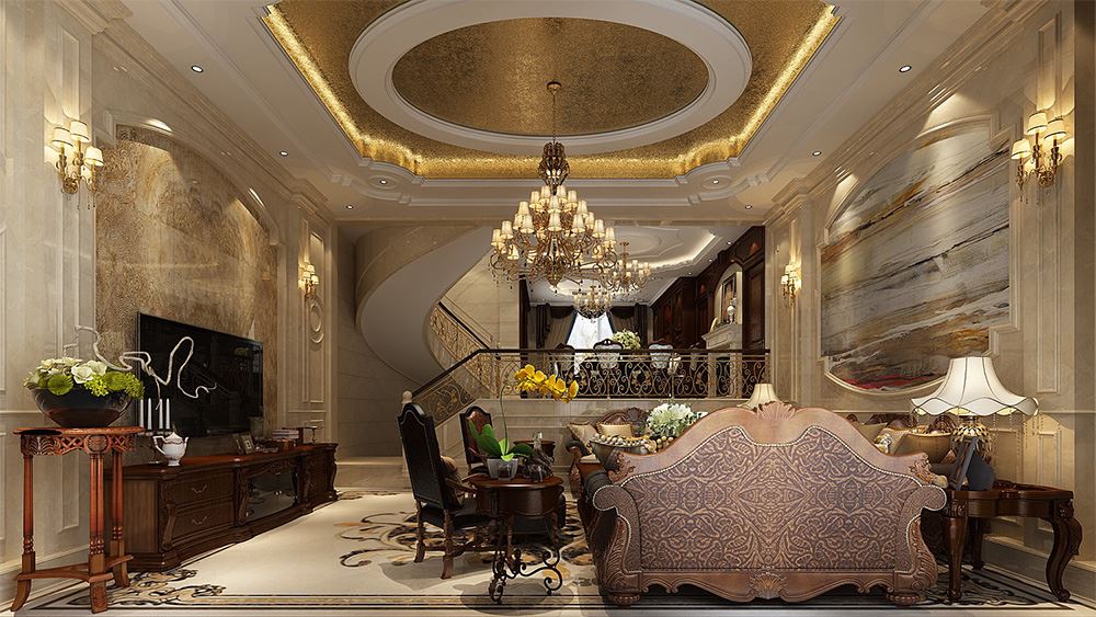 連云港市海棠北路163號小區美式風格別墅裝修案例