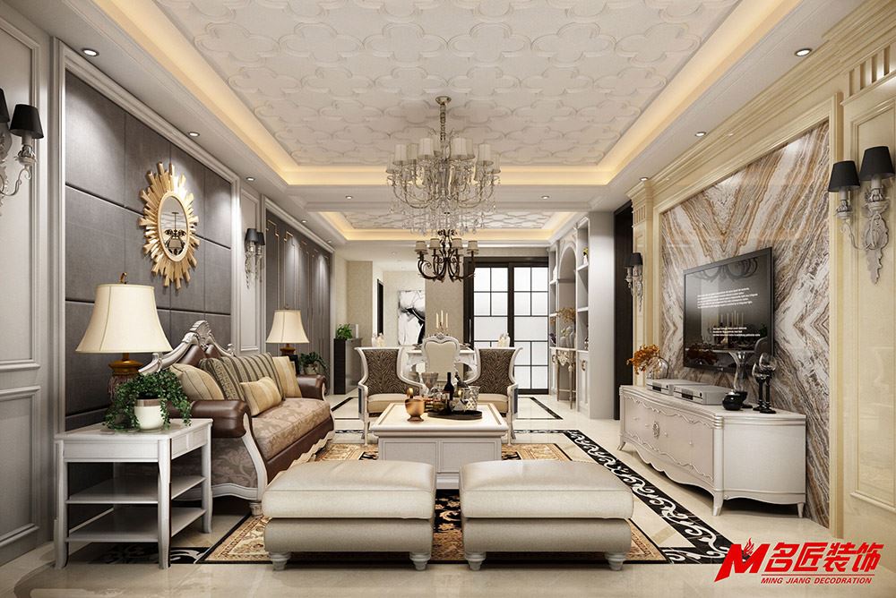 茂名市財富時代歐式風格四居室裝修案例