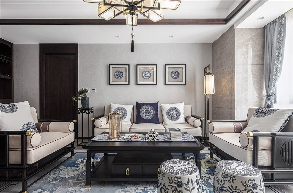 廣州市云星錢隆天譽新中式風格三居室裝修案例