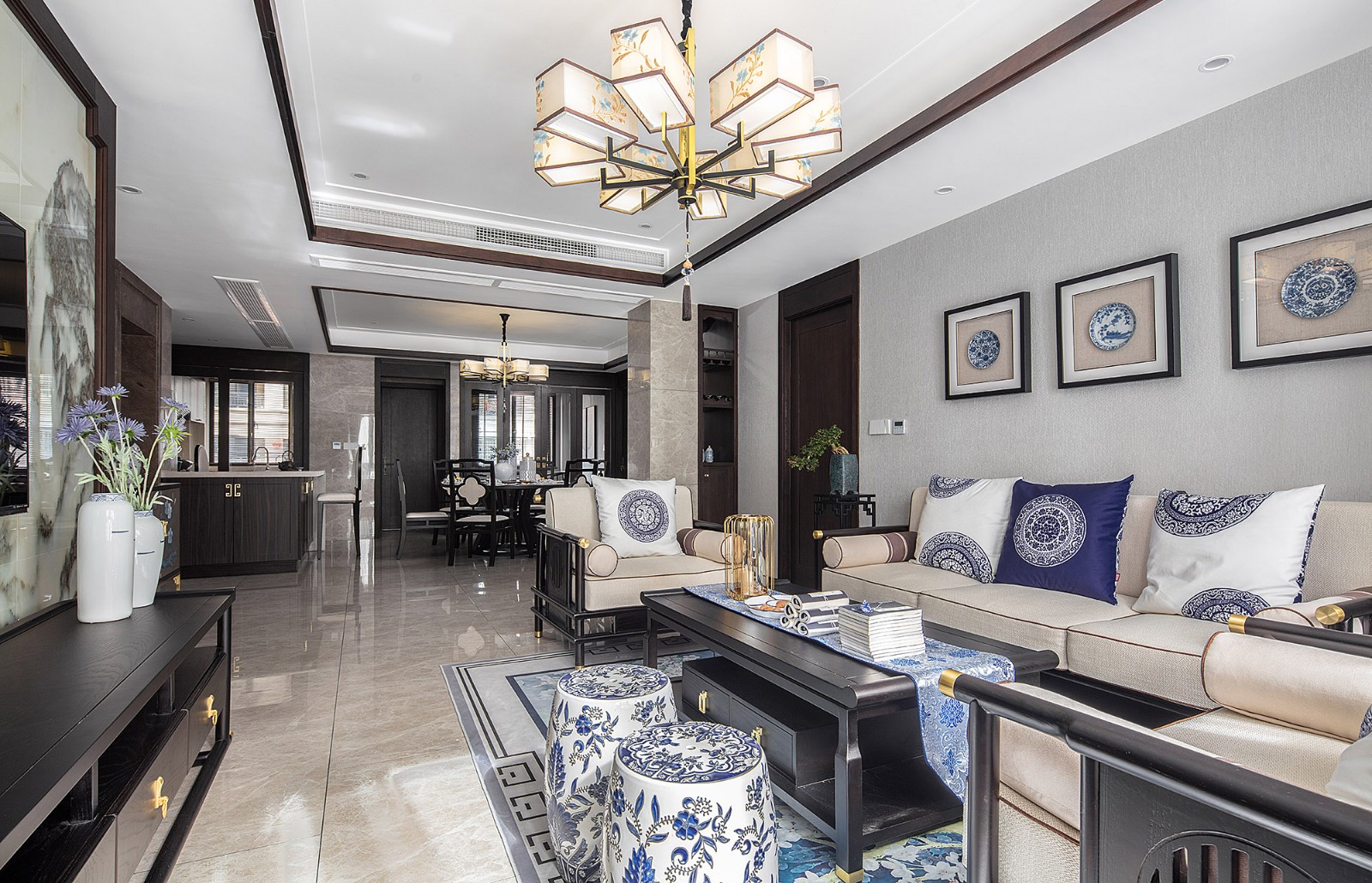 裝修案例新中式風格室內(nèi)裝修效果圖-客廳 裝修案例新中式風格室內(nèi)裝修效果圖-客廳