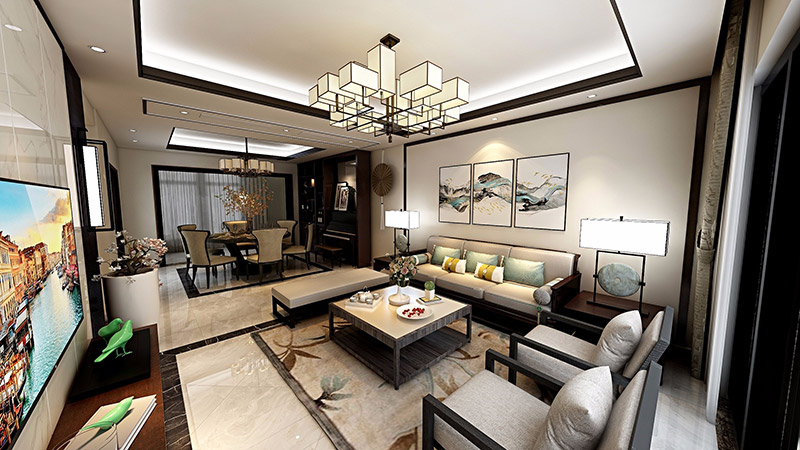 美的君蘭江山四居168平米北歐風格裝修案例-客廳