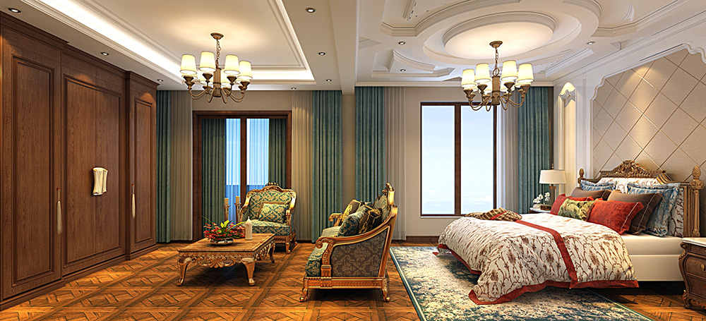 歐式風格別墅裝修設計效果圖-萬科水晶城別墅425平米-別墅裝修設計主臥 歐式風格別墅裝修設計效果圖-萬科水晶城別墅425平米-別墅裝修設計主臥
