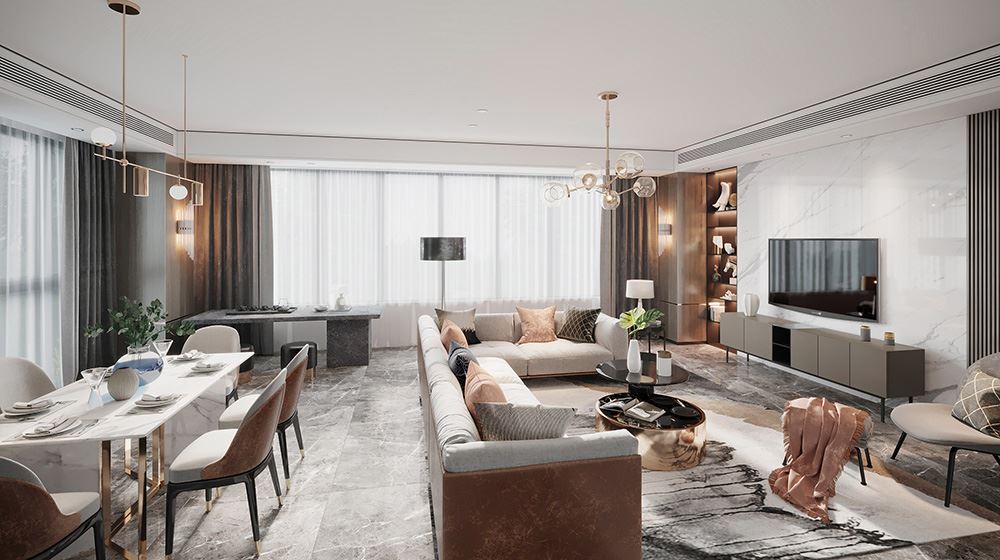 佛山市恒大山湖郡現代簡約風格三居室裝修案例