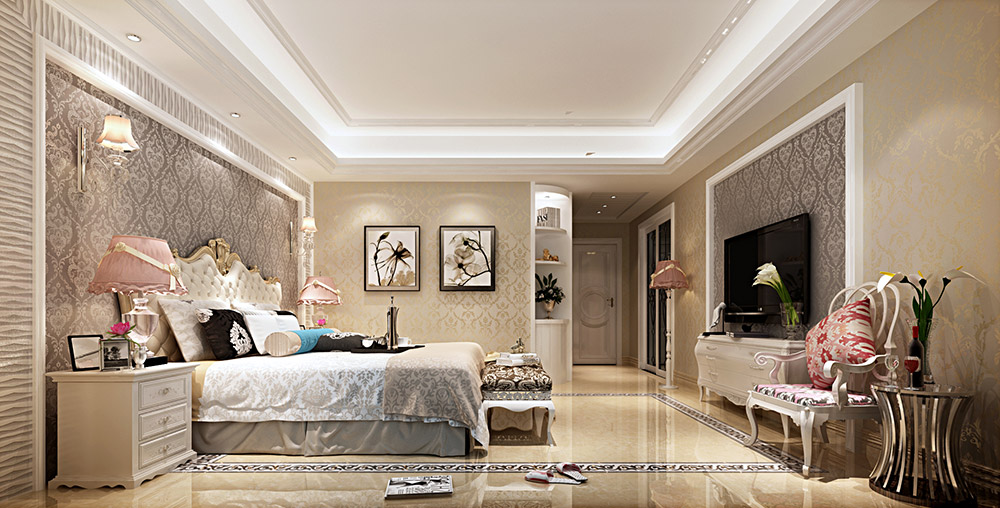 輕奢風格室內裝修效果圖-御景二期三居150平米-臥室 輕奢風格室內裝修效果圖-御景二期三居150平米-臥室