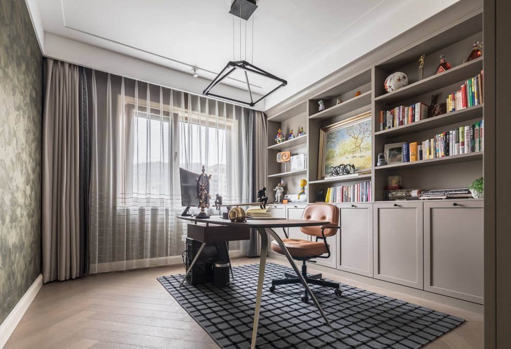 摩登復古風格室內家裝案例效果圖-書房 摩登復古風格室內家裝案例效果圖-書房