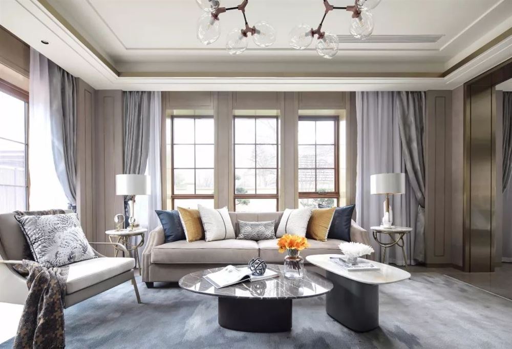 廣州市奧園灣區智谷輕奢風格三居室裝修案例