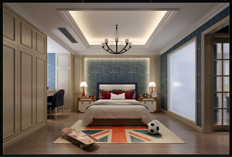 歐式風格室內(nèi)裝修設計效果圖-保利中央公館四居175平米-室內(nèi)裝修設計兒童房