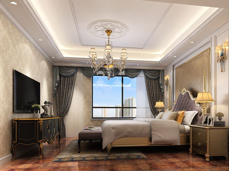 佛山市萬(wàn)科金域水岸歐式風(fēng)格三居室裝修案例