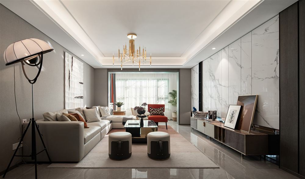 佛山市卓越蔚藍星宸輕奢風格四居室裝修案例