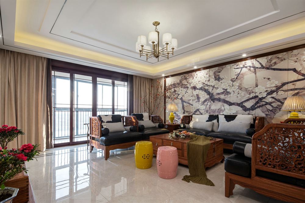 佛山市招商·悅府新中式風格三居室裝修案例