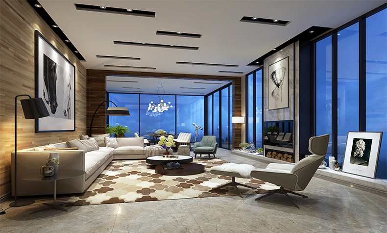 現代簡約風格別墅裝修設計效果圖-瀧景花園別墅365平米-別墅客廳裝修設計 現代簡約風格別墅裝修設計效果圖-瀧景花園別墅365平米-別墅客廳裝修設計