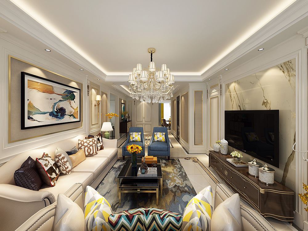 連云港市碧桂園·鳳凰源著歐式風格三居室裝修案例