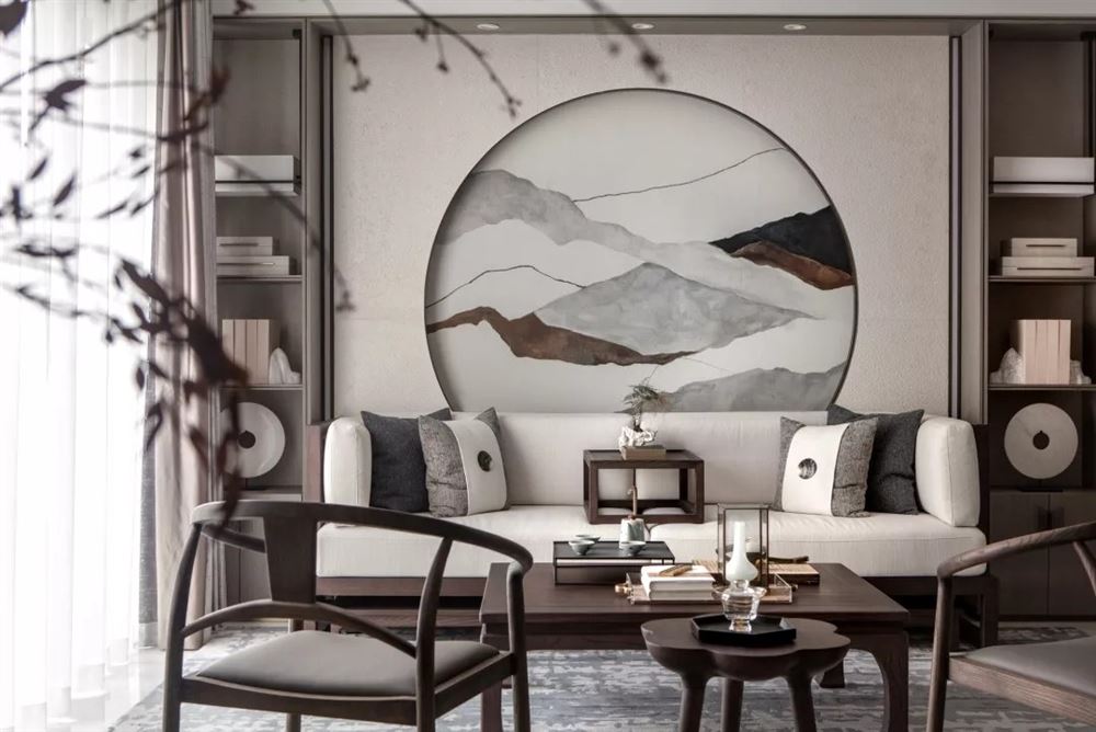 昭通市御景灣新中式風格三居室裝修案例