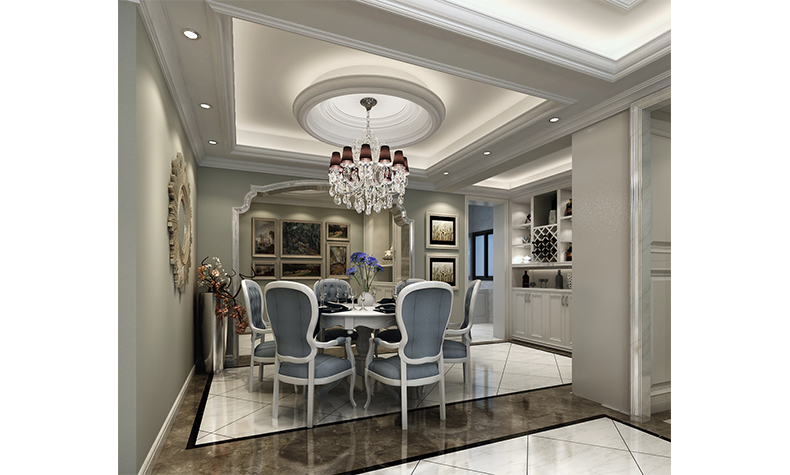現(xiàn)代歐式風格室內裝修效果圖-綠地海長流三居126平米-餐廳 現(xiàn)代歐式風格室內裝修效果圖-綠地海長流三居126平米-餐廳
