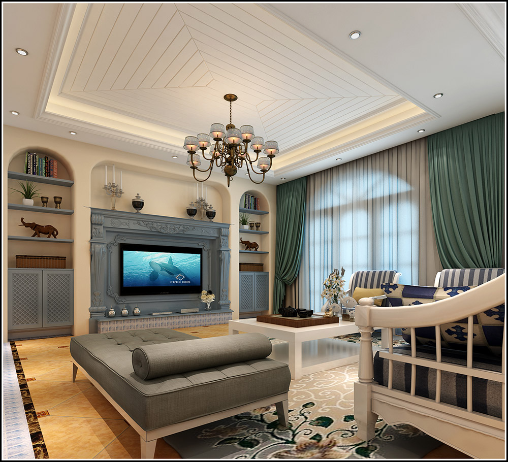 大同鉑藍郡別墅410平米地中海風格裝修案例-客廳 大同鉑藍郡別墅410平米地中海風格裝修案例-客廳