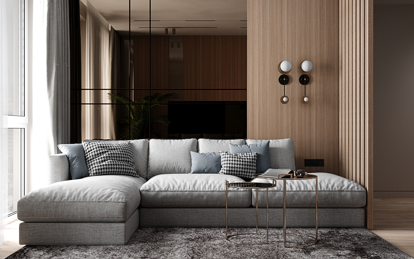 現代輕奢風格室內家裝案例效果圖-客廳 現代輕奢風格室內家裝案例效果圖-客廳