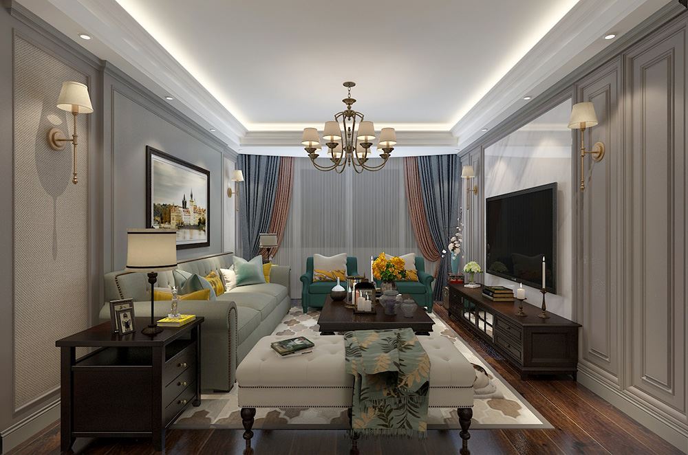 連云港市財(cái)信·鉑悅府美式風(fēng)格三居室裝修案例