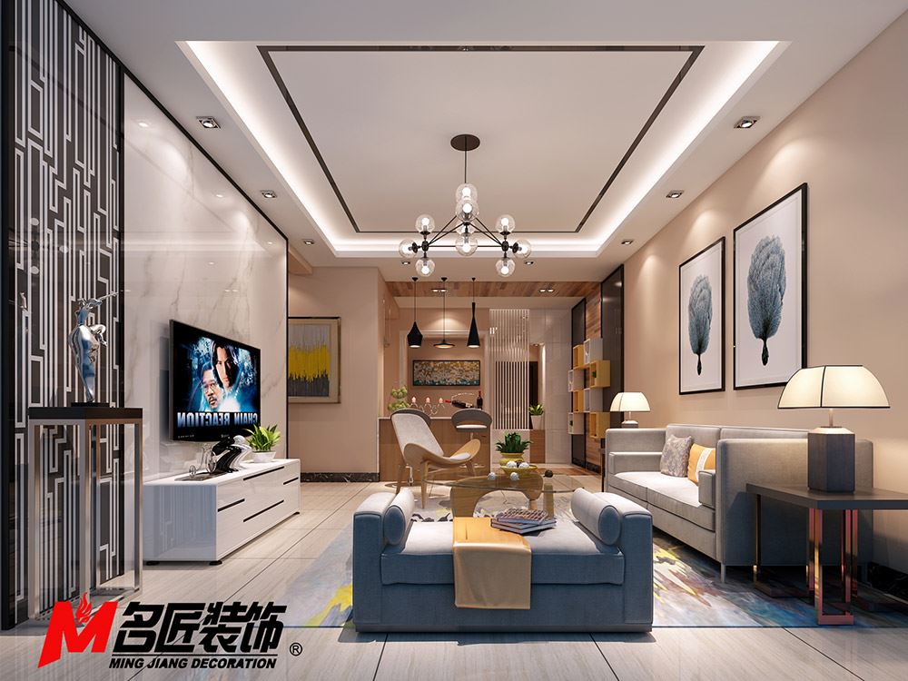 河源市匯景外灘8號現代簡約風格三居室裝修案例