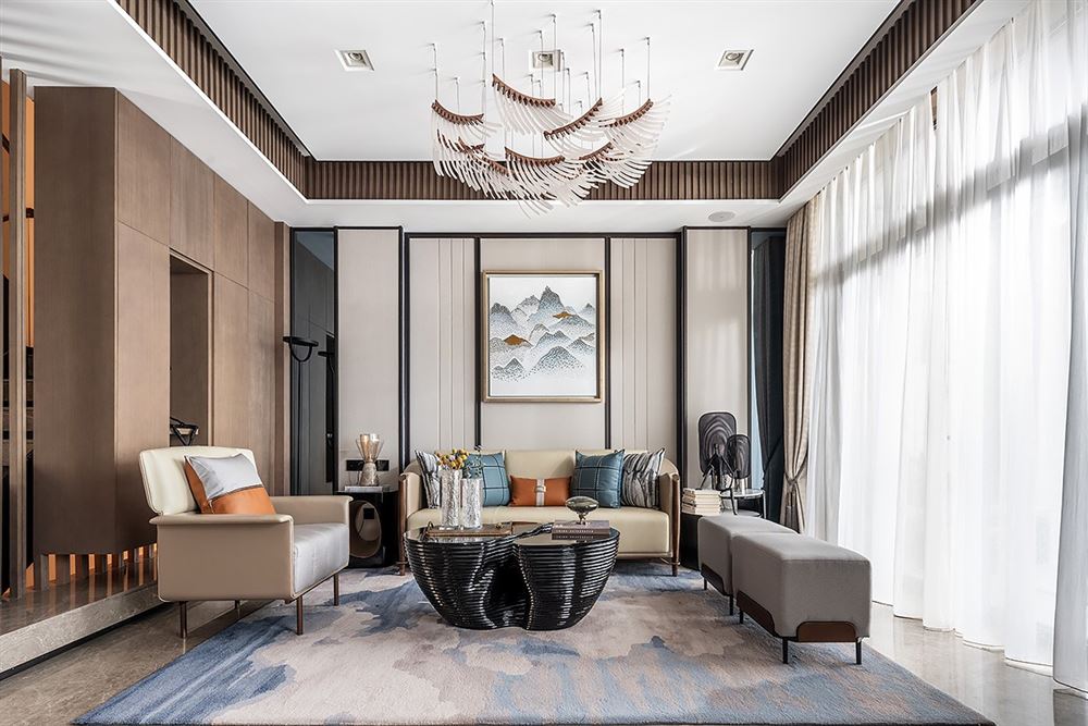 江門市東慶北路小區新中式風格別墅裝修案例