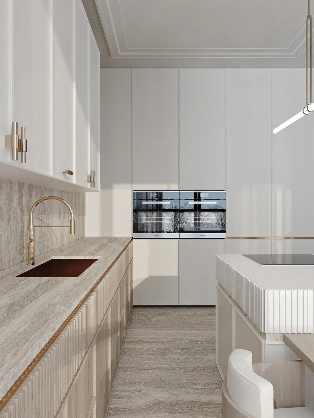 輕奢極簡風格室內家裝案例效果圖-廚房 輕奢極簡風格室內家裝案例效果圖-廚房