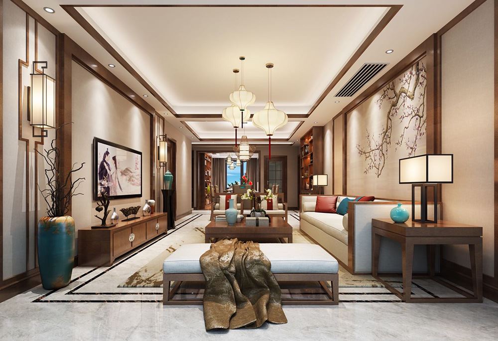 衢州市東苑小區(常山)新中式風格三居室裝修案例